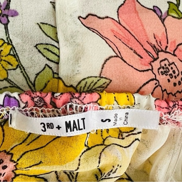 Floral Maxi Dress Sleeveless Strappy Side Cutout Yellow Pink NEW - Picture 5 of 6